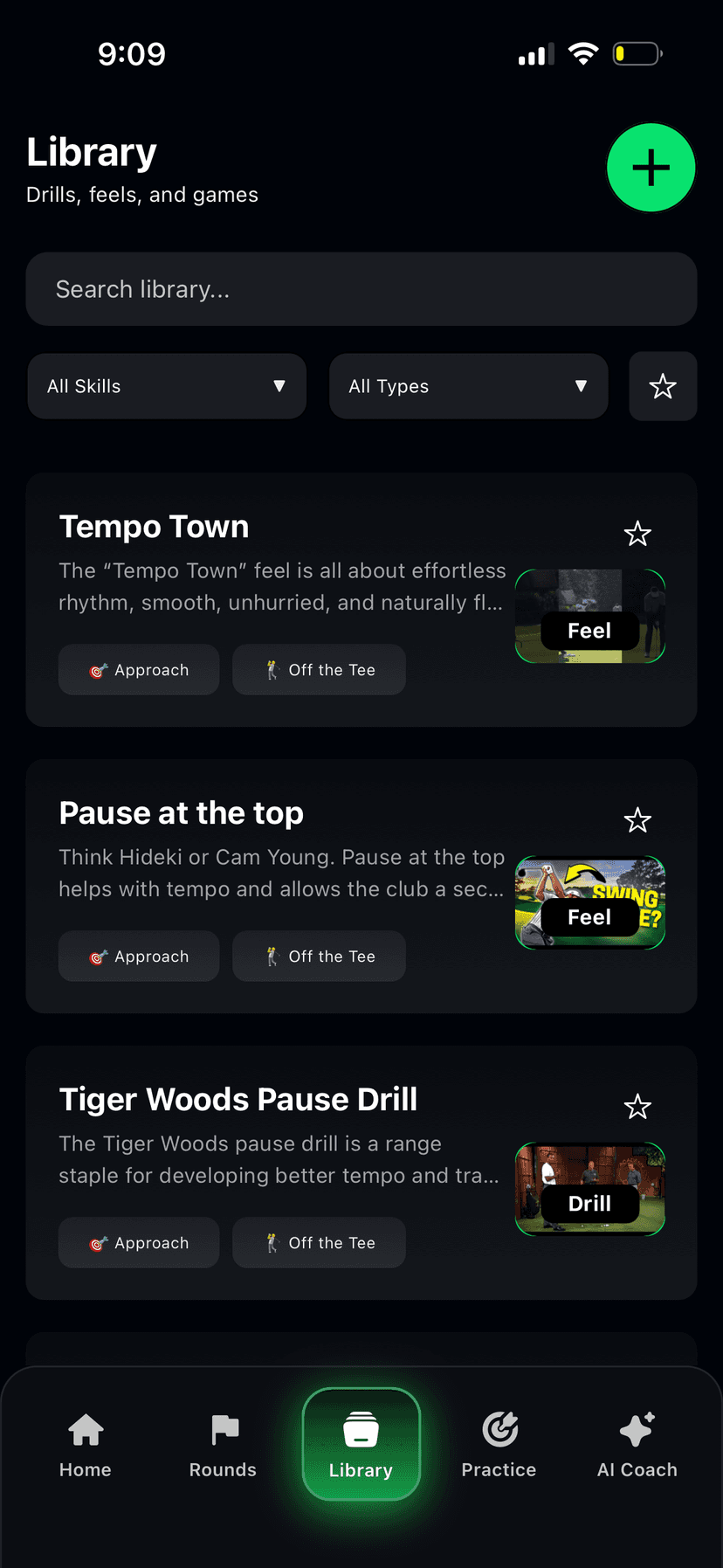 Practice Plans app screen