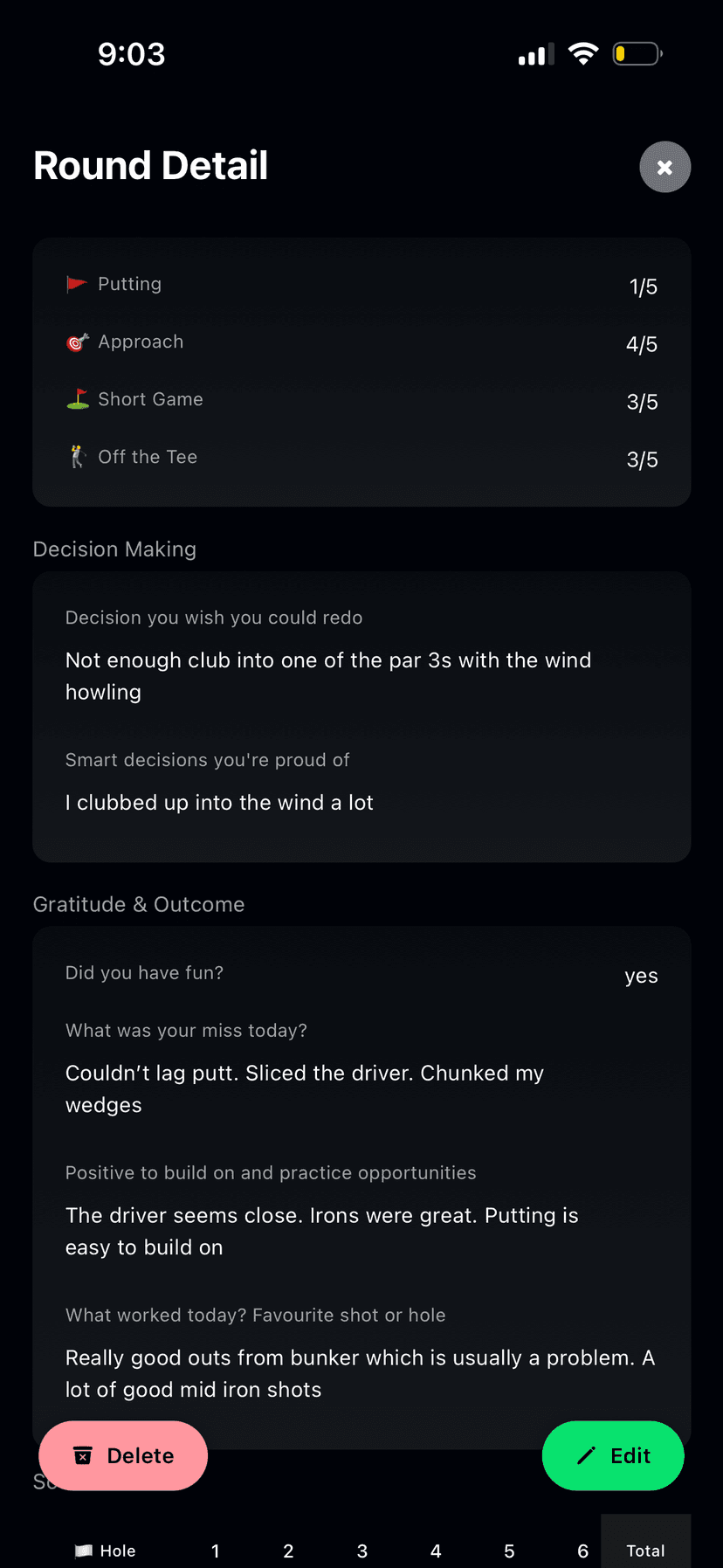 The Mental Game app screen